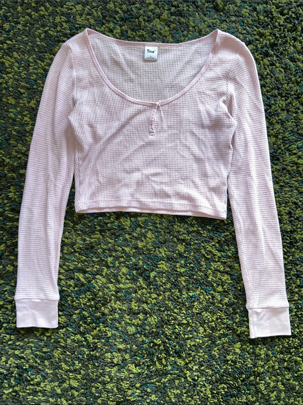 Tna Baby Pink Waffle Knit Top